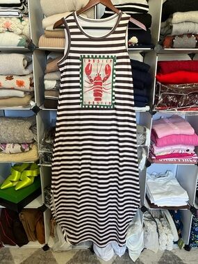 NWOT Stripe Knit Dress with Lobster Screen Print